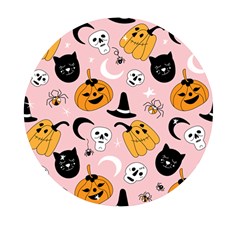 Pumpkin Cat Pattern Skull Mini Round Pill Box by Wegoenart