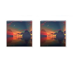 Digital Art Artwork Fantasy Landscape Sky Nature Cufflinks (square) by danenraven