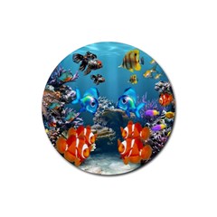 Aquarium Fish Tank Sea Life Rubber Round Coaster (4 Pack) by Wegoenart