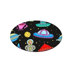 Seamless Pattern With Space Object Ufo Rocket Alien Hand Drawn Element Space Sticker Oval (100 Pack) by Wegoenart
