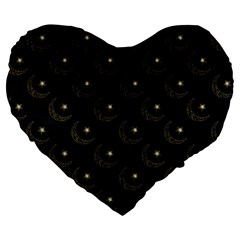 Arabian Night Large 19  Premium Flano Heart Shape Cushions by ConteMonfrey