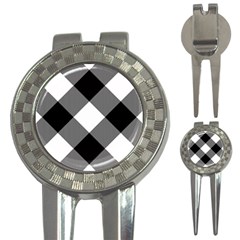 Black And White Diagonal Plaids 3-in-1 Golf Divots by ConteMonfrey
