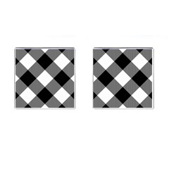 Black And White Diagonal Plaids Cufflinks (square) by ConteMonfrey