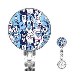 Dogs-seamless-pattern Stainless Steel Nurses Watch by Wegoenart