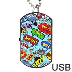 Comic Bubbles Seamless Pattern Dog Tag Usb Flash (one Side) by Wegoenart