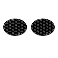 Black Cute Leaves Cufflinks (oval) by ConteMonfrey