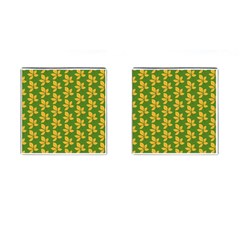 Orange Leaves Green Cufflinks (square) by ConteMonfrey