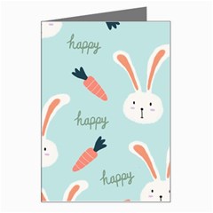 Bunny Carrot Pattern Background Greeting Card by Wegoenart