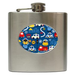 Car Cars Seamless Pattern Vector Rescue Team Cartoon Hip Flask (6 Oz) by Wegoenart