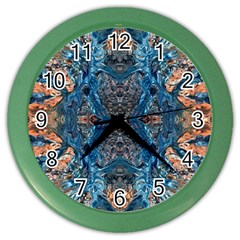 Lapislazuli Arabesque  Color Wall Clock by kaleidomarblingart
