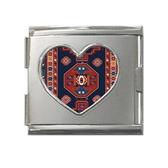 Armenian Old Carpet  Mega Link Heart Italian Charm (18mm) by Gohar