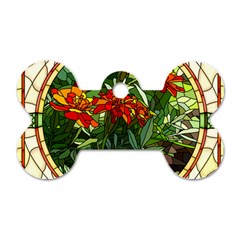 Flower Stained Glass Window Dog Tag Bone (two Sides) by Jancukart