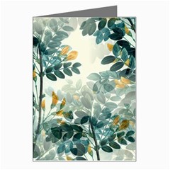 Vintage Retro Flowers Leaves Foliage Plants Greeting Card by Wegoenart