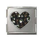 Black And White Floral Textile Digital Art Abstract Pattern Mega Link Heart Italian Charm (18mm) Front