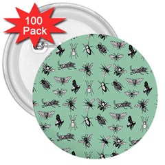 Insects Pattern 3  Buttons (100 Pack)  by Valentinaart