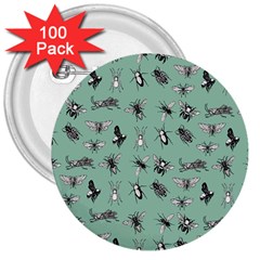 Insects Pattern 3  Buttons (100 Pack)  by Valentinaart