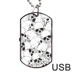 Skull Pattern Dog Tag Usb Flash (two Sides) by Valentinaart
