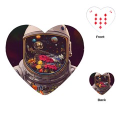 Astronaut Universe Planting Flowers Cosmos Jpg Playing Cards Single Design (heart) by Pakemis