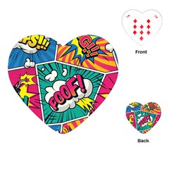 Comic Colorful Seamless Pattern Playing Cards Single Design (heart) by Pakemis