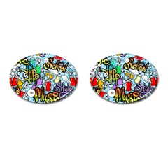 Graffiti Characters Seamless Patterns Cufflinks (oval) by Pakemis