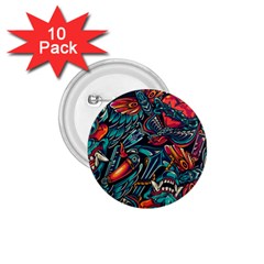 Vintage Tattoos Colorful Seamless Pattern 1 75  Buttons (10 Pack) by Pakemis