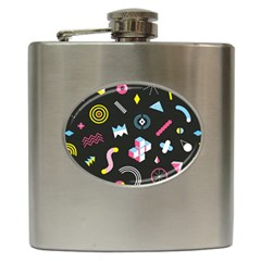 Memphis Design Seamless Pattern Hip Flask (6 Oz) by Pakemis