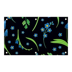 Abstract Wild Flower Dark Blue Background Blue Flowers Blossoms Flat Retro Seamless Pattern Daisy Banner And Sign 5  X 3  by Pakemis
