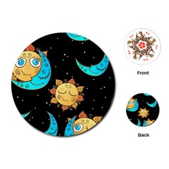 Seamless Pattern With Sun Moon Children Playing Cards Single Design (round) by Pakemis