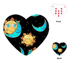 Seamless Pattern With Sun Moon Children Playing Cards Single Design (heart) by Pakemis