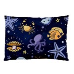 Marine Seamless Pattern Thin Line Memphis Style Pillow Case (Two Sides) Back