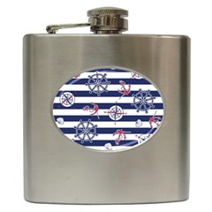 Seamless Marine Pattern Hip Flask (6 Oz) by Pakemis