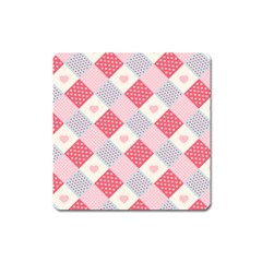 Cute-kawaii-patches-seamless-pattern Square Magnet by Pakemis