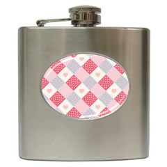 Cute-kawaii-patches-seamless-pattern Hip Flask (6 Oz) by Pakemis