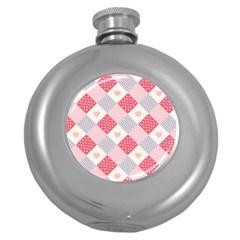 Cute-kawaii-patches-seamless-pattern Round Hip Flask (5 Oz) by Pakemis