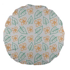 Hand-drawn-cute-flowers-with-leaves-pattern Large 18  Premium Flano Round Cushions by Pakemis