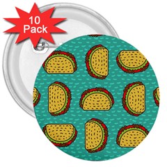 Taco-drawing-background-mexican-fast-food-pattern 3  Buttons (10 Pack)  by Pakemis