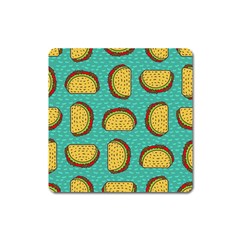 Taco-drawing-background-mexican-fast-food-pattern Square Magnet by Pakemis