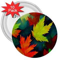 Leaves Foliage Autumn Nature Forest Fall 3  Buttons (10 Pack)  by Uceng