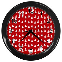White Christmas Tree Red Wall Clock (black) by TetiBright