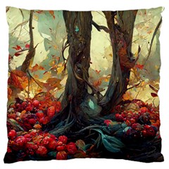 Abstract Texture Forest Trees Fruits Nature Leaves Standard Flano Cushion Case (one Side) by Pakemis