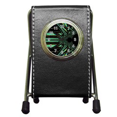 Art Pattern Abstract Design Pen Holder Desk Clock by Ravend