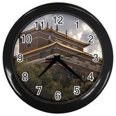 Buddhist Temple, Lavalleja, Uruguay Wall Clock (black) by dflcprintsclothing