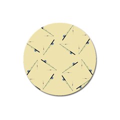 Fishing Rods Pattern Brown Magnet 3  (round) by TetiBright
