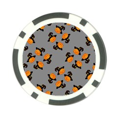 Pumpkin Heads With Hat Gray Poker Chip Card Guard by TetiBright