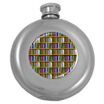 Books On A Shelf Round Hip Flask (5 oz) Front