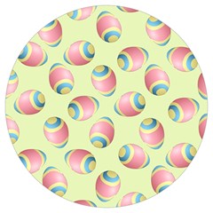Colorful Easter Eggs Pattern Green Round Trivet by TetiBright