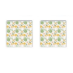 Flowers On A White Background Pattern                                                                    Cufflinks (square) by LalyLauraFLM
