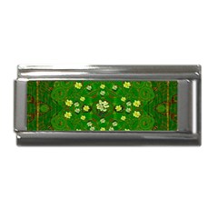 Lotus Bloom In Gold And A Green Peaceful Surrounding Environment Superlink Italian Charm (9mm) by pepitasart