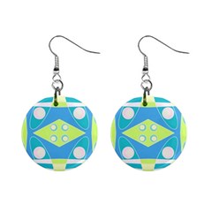 Bohemian Chintz 20 - Pastel Green Blue Pink Mini Button Earrings by Mazipoodles