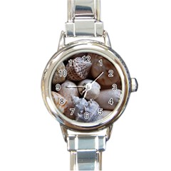 Beautiful Seashells  Round Italian Charm Watch by StarvingArtisan